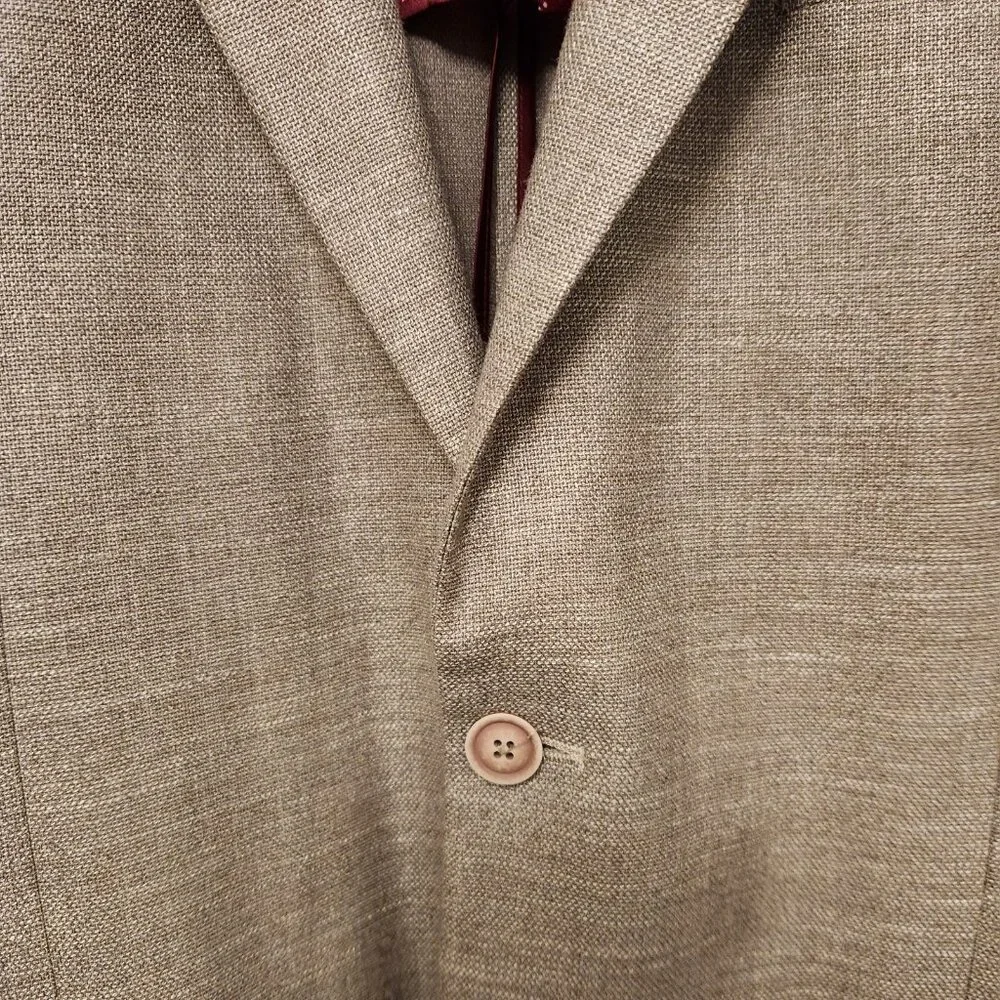 Mens Nautica Suit‎ Jacket Blazer Beach Sand Tan 2 Button 42L Single Breasted